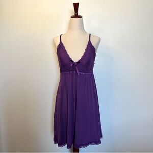 Purple Lace Babydoll Chemises Slip Nightgown Bow Detail by Avidlove small
